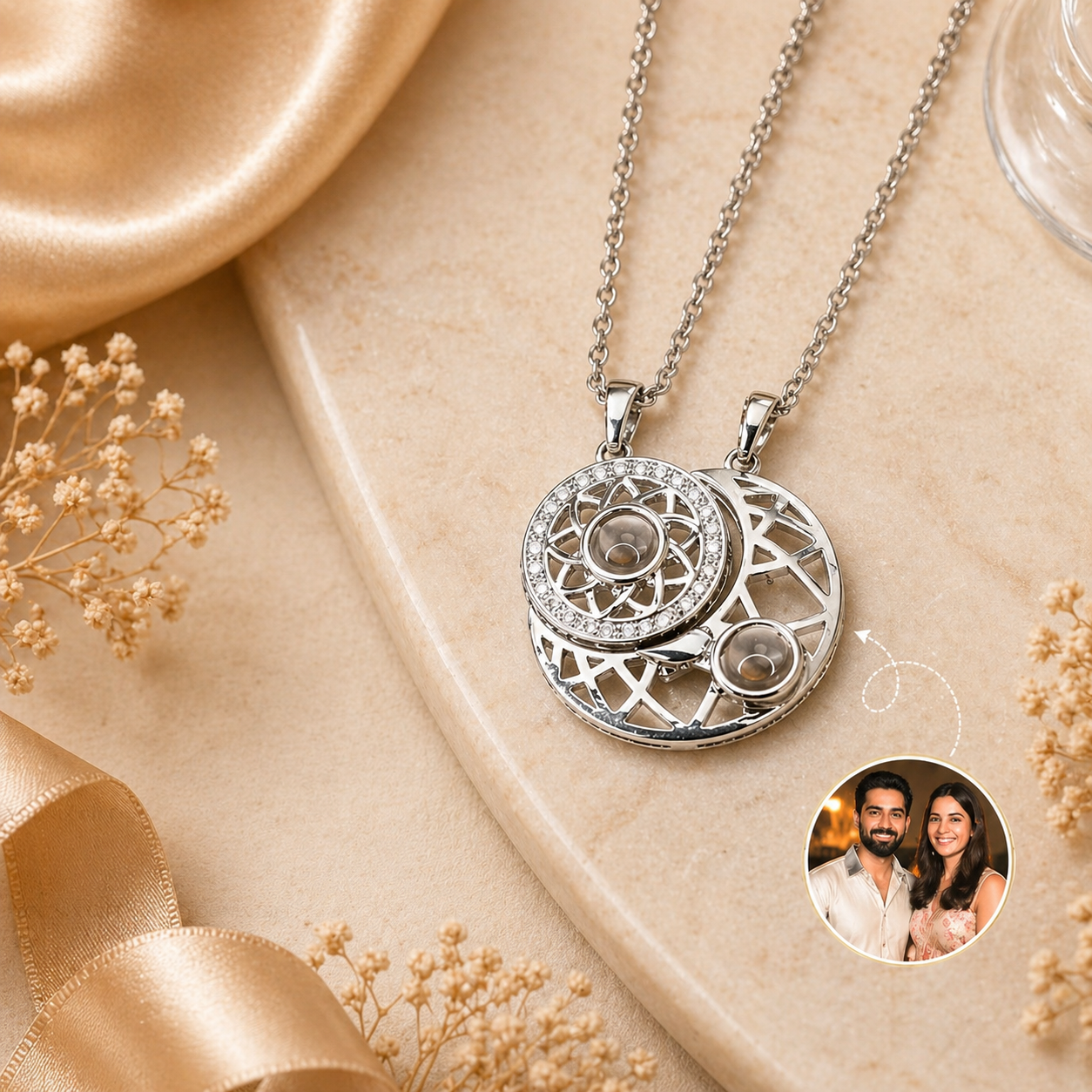Couple (Moon & Sun) Photo Pendent .